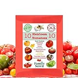 Heirloom Tomato Seeds by Family Sown - 10 Seed Packets of Non GMO Heirloom Tomatoes Including Brandywine, Roma, Tomatillo, Cherry Tomato Seeds and More in Our Seed Starter Kit photo / $21.95