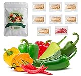 Non-GMO Sweet Hot Pepper Seeds for Planting- 8 Heirloom Pepper Seeds Varieties Pack- Serrano, Anaheim, Cayenne, Habanero, Jalapeno, Ancho Poblano, Hungarian Hot Wax, Bell Pepper for Garden photo / $7.99