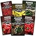 photo Survival Garden Seeds Six Peppers Collection - Cayenne, Jalapeño, Serrano, California Wonder, Marconi Red, & Sweet Banana Peppers - Sweet & Hot Varieties - Non-GMO Heirloom Vegetable Seed Vault