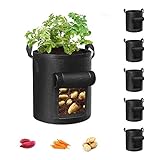 Cavisoo 5-Pack 10 Gallon Potato Grow Bags, Garden Planting Bag with Durable Handle, Thickened Nonwoven Fabric Pots for Tomato, Vegetable and Fruits photo / $26.99