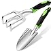 photo Gardening Tools Set, Garden Hand Shovel Garden Trowel Cultivator Rake with Rubberized Anti-Slip Handle Aluminum Alloy Planting Tools for Gardening, Transplanting, Weeding, Moving and Digging (Green)