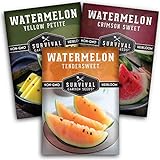 Survival Garden Seeds Tri-Color Watermelon Collection Seed Vault - Non-GMO Heirloom Mix for Planting Juicy Watermelons - Yellow Petite, Crimson Sweet (Red), & Tendersweet Orange Varieties photo / $8.99