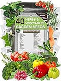 Ultimate Set of 40 Vegetable and Herb Seeds Packets for Planting Outdoors and Indoors - Good for Hydroponic Garden - Heirloom and Non GMO - Tomatoes, Cucumber, Bell Pepper, Chives, Cilantro and Others photo / $38.83 ($0.97 / Count)