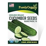 Purely Organic Heirloom Cucumber Seeds (Marketmore 76) - Approx 140 Seeds - Certified Organic, Non-GMO, Open Pollinated, Heirloom, USA Origin photo / $4.49