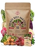 10 Rare Beet Seeds Variety Pack for Planting Indoor & Outdoors 1000+ Heirloom Non-GMO Bulk Beets Gardening Seeds: Chioggia, Detroit Dark Red, Sugar, Cylindra, Golden, Bulls Blood, White Albino & More photo / $12.99 ($1.30 / Count)