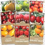 Organic Heirloom Tomato Seeds Variety Pack - 9 Seed Packets: Brandywine, Roma, Green Zebra, Three Sisters, Yellow Pear, Valencia, Amish Paste and More photo / $15.97
