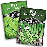 Survival Garden Seeds Sugar Peas Collection Seed Vault - Oregon Sugar Pod II Pea & Sugar Daddy Snap Pea - Non-GMO Heirloom Varieties to Grow Delicious Cool Weather Vegetables on Your Homestead photo / $7.99