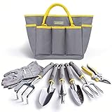 Jardineer Garden Tools Set, 8PCS Heavy Duty Garden Tool Kit with Outdoor Hand Tools, Garden Gloves and Storage Tote Bag, Gardening Tools Gifts for Women and Men photo / $28.99