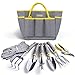 photo Jardineer Garden Tools Set, 8PCS Heavy Duty Garden Tool Kit with Outdoor Hand Tools, Garden Gloves and Storage Tote Bag, Gardening Tools Gifts for Women and Men