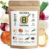 Seedra 8 Onion Seeds Variety Pack - 200+ Non GMO, Heirloom Seeds for Indoor Outdoor Hydroponic Home Garden - Walla Walla, Yellow Sweet Spanish, Crystal White Wax, Tokyo Long White Bunching & More photo / $13.99
