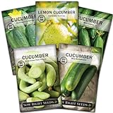 Sow Right Seeds - Cucumber Seed Collection for Planting - Armenian, Pickling, Lemon, Beit Alpha, Marketmore Variety Pack, Non-GMO Heirloom Seeds to Grow a Home Vegetable Garden, Great Gardening Gift photo / $10.99
