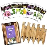 Herb Garden Seeds for Planting - 10 Medicinal Herbs Seed Packets Non GMO, Wood Gift Box, Plant Markers - Herbal Tea Gifts for Tea Lovers, Herb Growing Kit Indoor Garden Starter Kit photo / $19.90 ($1.99 / Count)