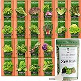 Bulk Lettuce & Leafy Greens Seed Vault - 3000+ Non-GMO Vegetable Seeds for Planting Indoor or Outdoor - Kale, Spinach, Butter, Oak, Romaine Bibb & More - Hydroponic Home Garden Seeds (20 Variety) photo / $21.95 ($1.10 / Count)