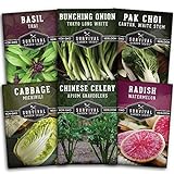 Survival Garden Seeds - Asian Vegetable Collection Seed Vault for Planting - Thai Basil, Napa Cabbage, Canton Pak Choi, Chinese Celery, Green Onions, Watermelon Radish - Non-GMO Heirloom Varieties photo / $11.99